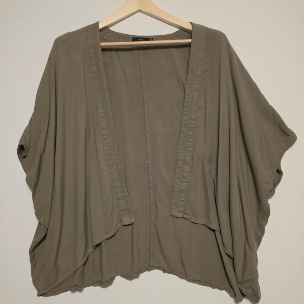 Talula Aritzia Open Front Draped Kimono Cardigan Olive Green Size S/M